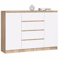 AKORD Furniture Factory OP0LKOMDABBIA005, Blanc, Chêne, 4 tiroir(s), Mat, 4 étagères, 2 portes(s), 16 mm