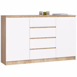 AKORD Furniture Factory OP0LK-1DABBIA004, Blanc, Chêne, 4 tiroir(s), Mat, 4 étagères, 2 portes(s), 16 mm