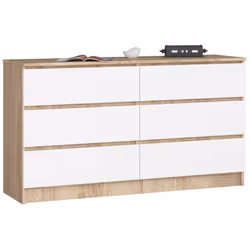 AKORD Furniture Factory OP0LK-1DABBIA002, Blanc, Chêne, 6 tiroir(s), Mat, 16 mm, 60 cm, 400 mm