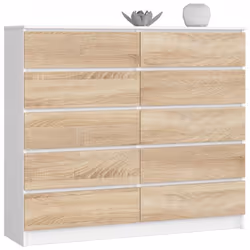 AKORD Furniture Factory OP0LK-1BIASON009, Blanc, Chêne, 10 tiroir(s), Mat, 16 mm, 60 cm, 400 mm
