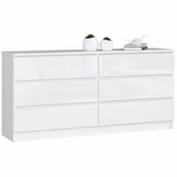 AKORD Furniture Factory OP0LK-1BIAPOL0, Blanc, 6 tiroir(s), Brillant, 16 mm, 71 cm, 400 mm