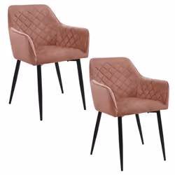 Lot de 2 Chaises matelassées de salle à manger en velours AKORD SJ.082 Rose