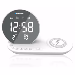 Blaupunkt CR85WH CHARGE, Réveil numérique, Blanc, LCD, Batterie/USB, CR2032, 5 V