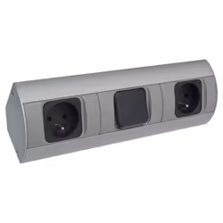 Bloc prises avec interrupteur - Orno - Rectangulaire - 2 prises - Aluminium et Plastique