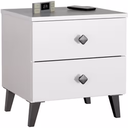 Table de chevet AKORD MOBI Blanc 40 cm 2 tiroirs façade Blanche 40x37x43 cm