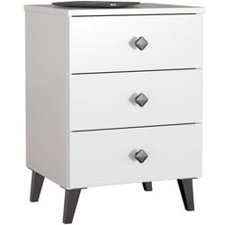 Table de chevet AKORD MOBI Blanc 40 cm 3 tiroirs façade Blanche 40x37x58 cm