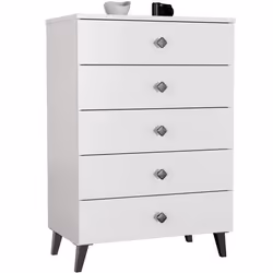 Commode AKORD MOBI Blanc 60 cm 5 tiroirs façade Blanche 60x37x89 cm