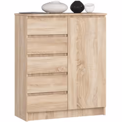 Commode AKORD K80 Chêne Sonoma 80 cm 1 porte 5 tiroirs 3 étagères 80x35x97 cm