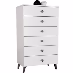 Commode AKORD MOBI Blanc 60 cm 6 tiroirs façade Blanche 60x37x104 cm