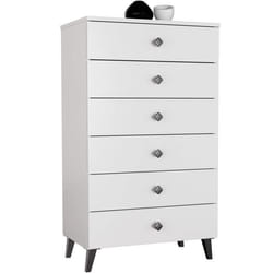 Commode AKORD MOBI Blanc 60 cm 6 tiroirs façade Blanche 60x37x104 cm