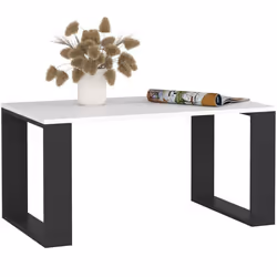 Table basse AKORD NOX Blanche 92 cm pieds Noirs 92x53x45 cm