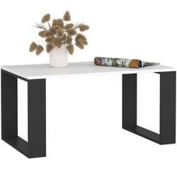 Table basse AKORD NOX Blanche 92 cm pieds Noirs 92x53x45 cm