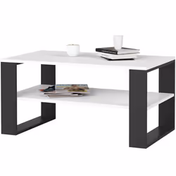 Table basse AKORD ALEX Blanche 92 cm pieds Noirs 92x53x45 cm