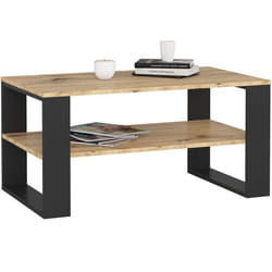 Table basse AKORD ALEX Chêne Artisan 92 cm pieds Noirs 92x53x45 cm