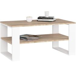 Table basse AKORD ALEX Chêne Sonoma 92 cm pieds Blancs 92x53x45 cm
