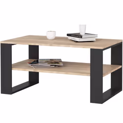 Table basse AKORD ALEX Chêne Sonoma 92 cm pieds Noirs 92x53x45 cm
