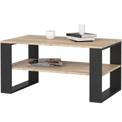 Table basse AKORD ALEX Chêne Sonoma 92 cm pieds Noirs 92x53x45 cm