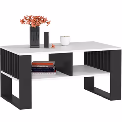 Table basse AKORD ROCKFORD Blanche 92 cm pieds Noirs 92x53x45 cm