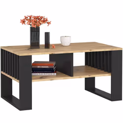 Table basse AKORD ROCKFORD Chêne Artisan 92 cm pieds Noirs 92x53x45 cm