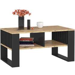 Table basse AKORD ROCKFORD Chêne Artisan 92 cm pieds Noirs 92x53x45 cm