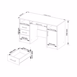 AKORD Furniture Factory IP0PANABIA001 bureau d'ordinateur Blanc