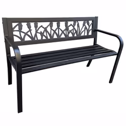 Banc de jardin - AKORD - LISSA - Pieds en acier - Dossier confortable - Large assise