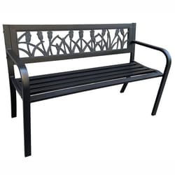 Banc de jardin - AKORD - LISSA - Pieds en acier - Dossier confortable - Large assise