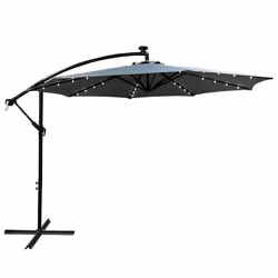 Parasol de jardin MILIN avec éclairage LED gris clair Poids 127 kg Dimensions L300 x l300 x H245 cm