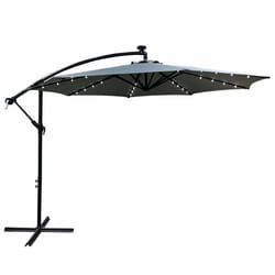 Parasol de jardin MILIN avec éclairage LED gris clair Poids 127 kg Dimensions L300 x l300 x H245 cm