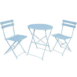 Ensemble de meubles ORION pour balcon : Table ronde & 2 chaises en bleu élégant
