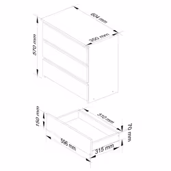 AKORD Furniture Factory OP0LCL-DAB003 Table de nuit et table de chevet 3 tiroir(s)