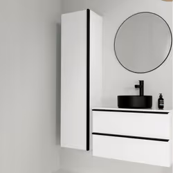 MEUBLE : Colonne de salle de bain à suspendre blanche brillante, gamme Virgo de Cersanit + Produit du meuble : - Meuble en pa ...