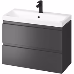 Meuble suspendu avec lavabo Moduo Slim 80 couleur : anthracite matériau du meuble : aggloméré peint la taille du meuble : 570 ...