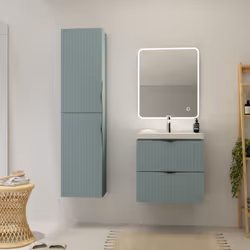 Cet ensemble est composé : - D'un meuble de salle de bain à suspendre fjord mat 59.4 cm - Effet strié - A monter soi-même. -  ...