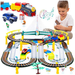 Train électrique avec circuit automobile - Kinderplay - KP0635 - 192 éléments - 89x69 cm - À partir de 3 ans