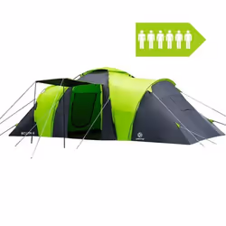 Tente de Camping - PEME - Tente avec Moustiquaire et Vestibule - Bojan 6 - Gris-Vert