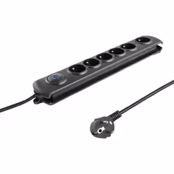 Surge protector QOLTEC | 6 power socket | 3,0m Couleur ,: Noir. Nombre de prises ,: 6 avec mise à la terre (Type E). Interrup ...