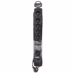 Qoltec 50113 protection surtension Noir 8 sortie(s) CA 230 V 1,8 m