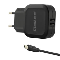 Qoltec 50187 chargeur d'appareils mobiles Smartphone, Tablette Noir Secteur Intérieure