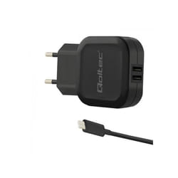 Qoltec 50188 chargeur d'appareils mobiles Ordinateur portable, Smartphone, Smartwatch, Tablette, téléphone, Universel Noir Secteur, CC Intérieure