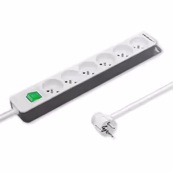 Qoltec 50292, 1,8 m, Intérieure, Type E, Blanc, 6 sortie(s) CA, 230 V