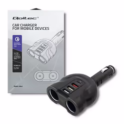Qoltec 50641 chargeur d'appareils mobiles Universel Noir Allume-cigare Charge rapide Auto