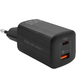 Qoltec 50766 chargeur d'appareils mobiles Ordinateur portable, Consoles portables, Chargeur électrique, Smartphone, Smartwatch, Tablette Noir Secteur Charge rapide Intérieure