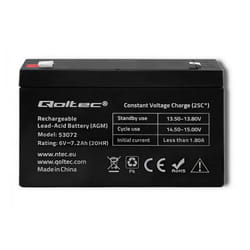 Qoltec 53072 Batterie de l'onduleur Sealed Lead Acid (VRLA) 6 V 7,2 Ah