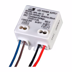 Alimentation électronique de 6W - 12V. Tension DC 0,5A (12V) - 0...6W Dimensions : 52 x 21 x 43.5mm. Protection surcharge/cou ...