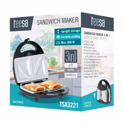 Teesa TSA3221 gaufrier et appareil à croque-monsieur 800 W Noir, Acier inoxydable - Vue supplémentaire 7