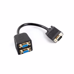 Lanberg AD-0020-BK, 0,2 m, VGA (D-Sub), 2 x VGA (D-Sub), Mâle, Femelle, Noir