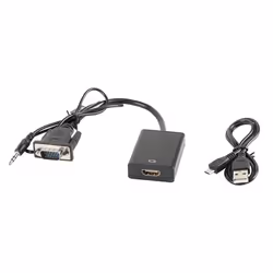 Lanberg AD-0021-BK, 0,2 m, HDMI Type A (Standard), VGA (D-Sub), Femelle, Mâle, Droit