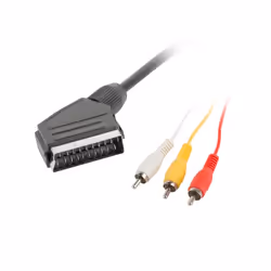 Lanberg CA-EURC-10CC-0018-BK, 1,8 m, SCART (21-pin), 3 x RCA, Mâle, Mâle, Noir