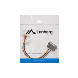 Lanberg CA-SAHD-10CU-0015 câble SATA 0,15 m Molex (4-pin) SATA 15 broches Noir, Rouge, Jaune - Vue supplémentaire 4